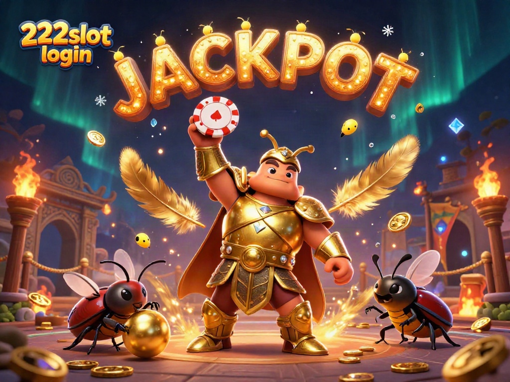 Menangkan jackpot dengan 222slot login dalam ilustrasi kasino digital penuh warna.