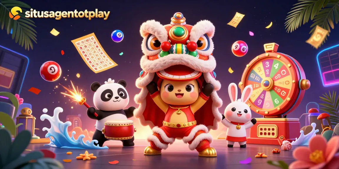 Menggandakan kemenangan dengan situsagentotoplay dan peluang lotre yang berwarna-warni dalam ilustrasi kasino.